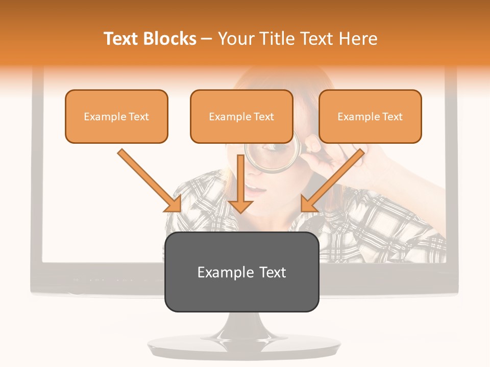 A Woman Looking Through A Magnifying Glass PowerPoint Template