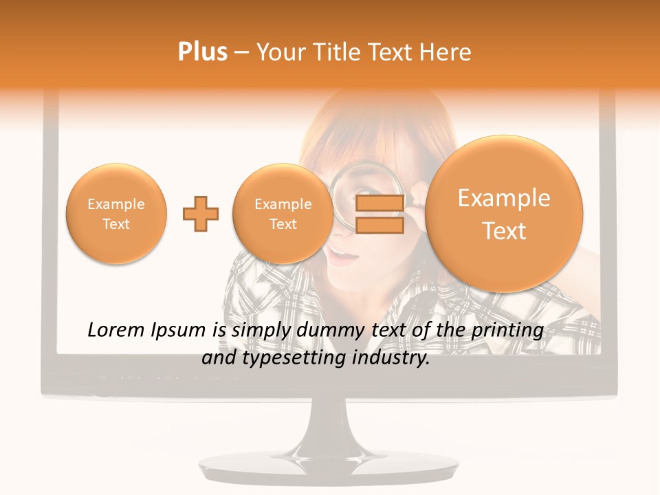 A Woman Looking Through A Magnifying Glass PowerPoint Template