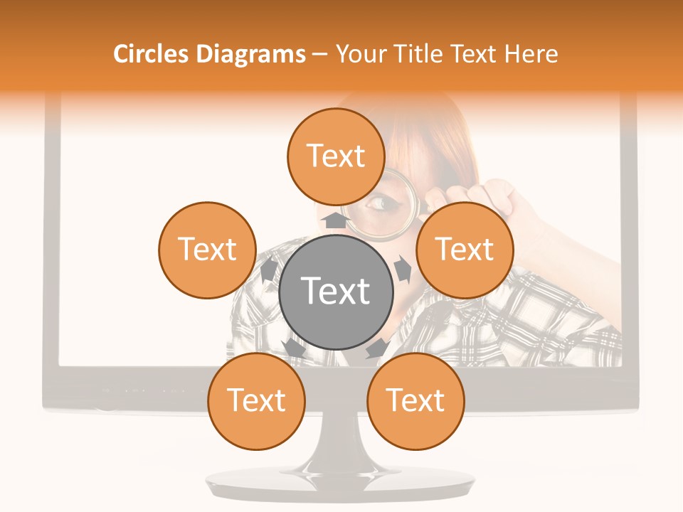 A Woman Looking Through A Magnifying Glass PowerPoint Template