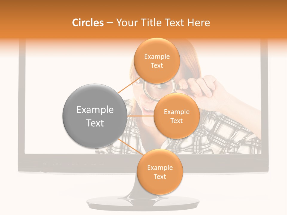 A Woman Looking Through A Magnifying Glass PowerPoint Template