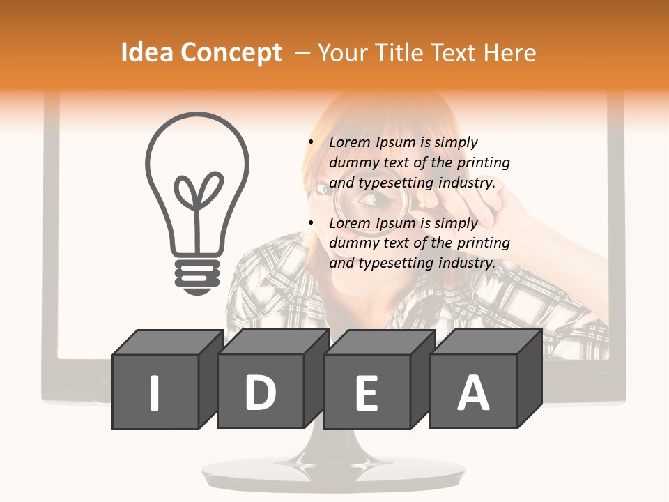 A Woman Looking Through A Magnifying Glass PowerPoint Template