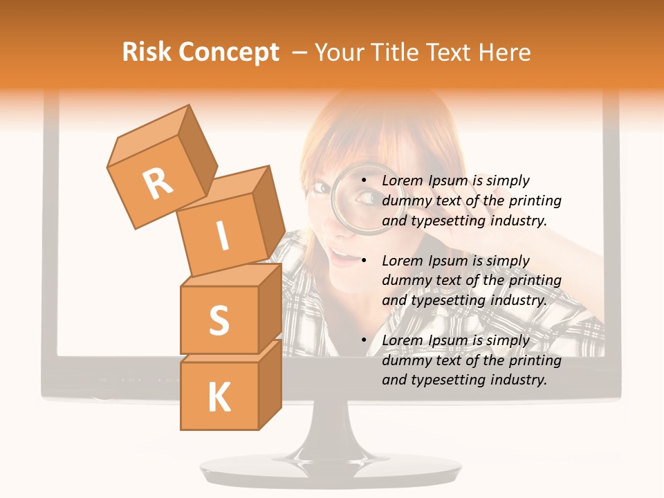 A Woman Looking Through A Magnifying Glass PowerPoint Template