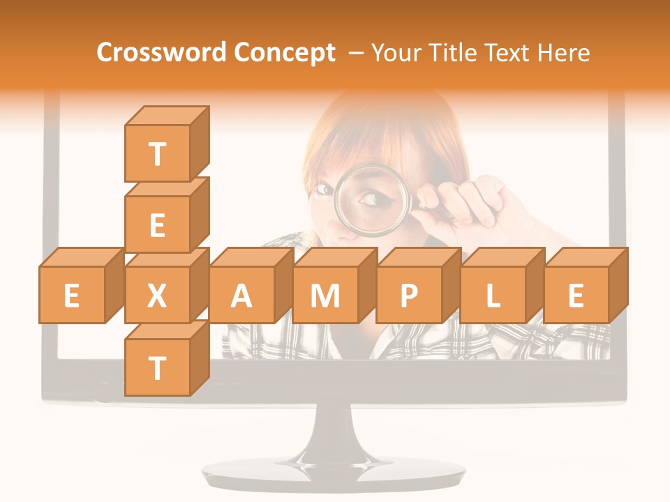 A Woman Looking Through A Magnifying Glass PowerPoint Template