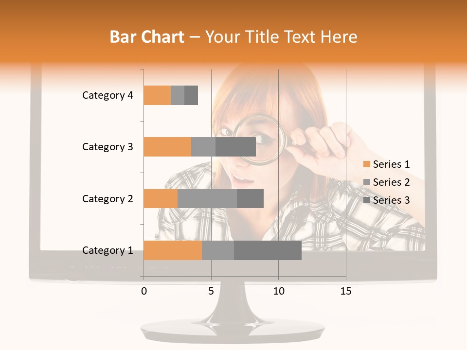 A Woman Looking Through A Magnifying Glass PowerPoint Template