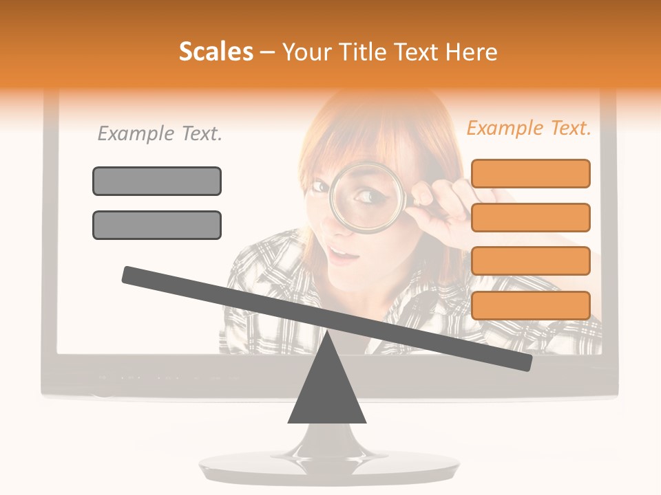 A Woman Looking Through A Magnifying Glass PowerPoint Template