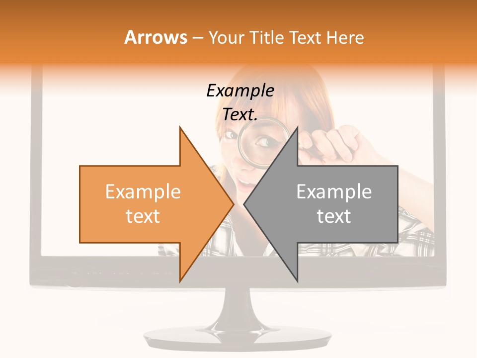 A Woman Looking Through A Magnifying Glass PowerPoint Template