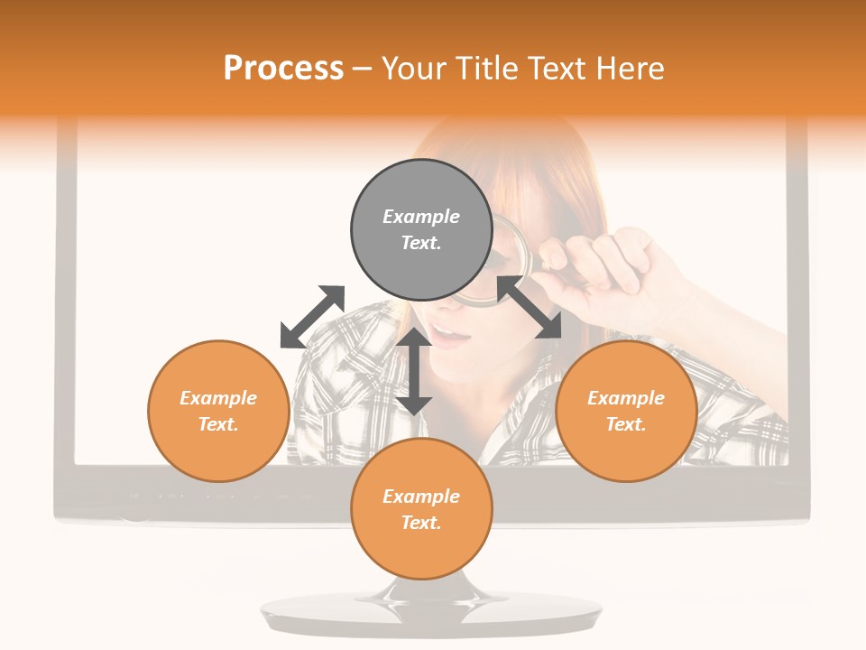 A Woman Looking Through A Magnifying Glass PowerPoint Template