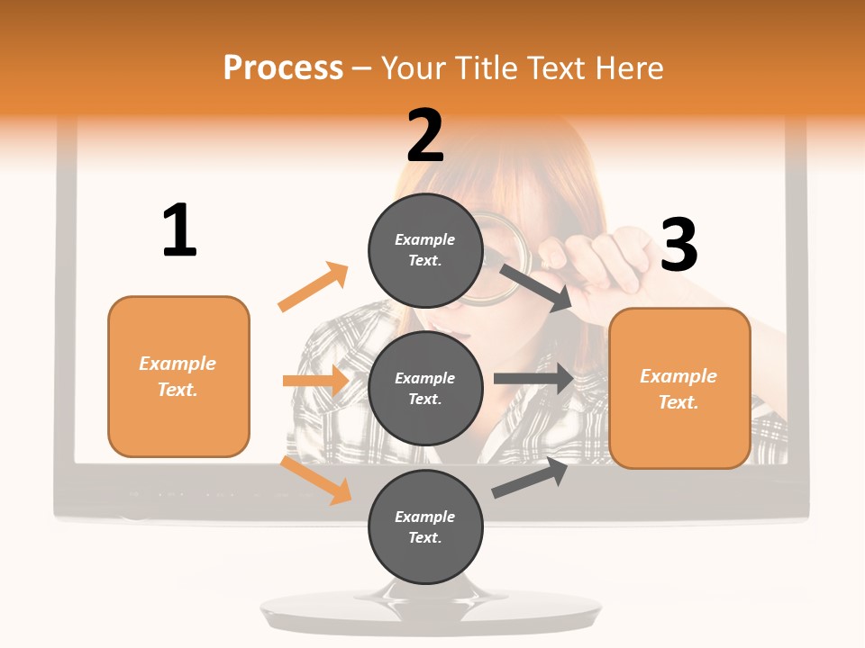 A Woman Looking Through A Magnifying Glass PowerPoint Template