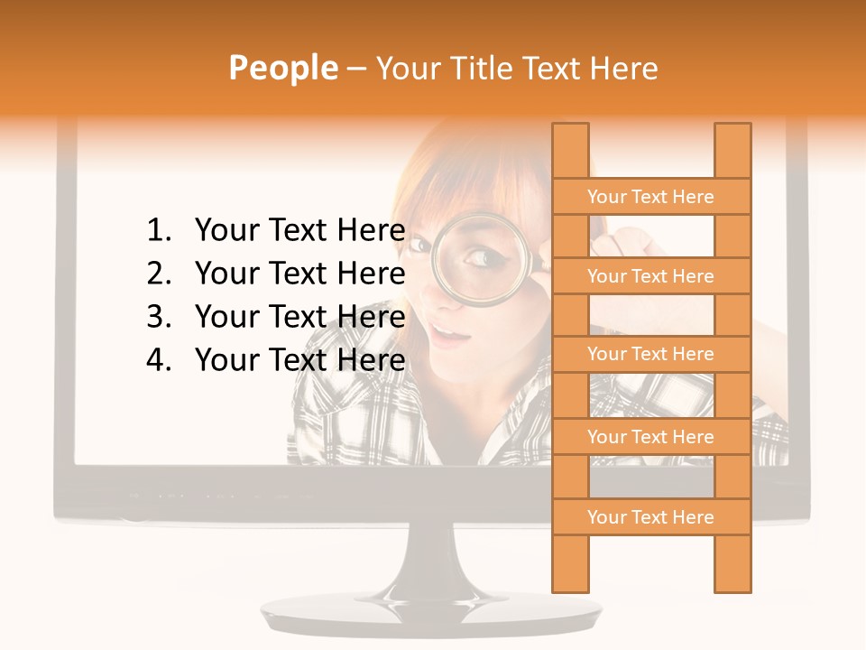 A Woman Looking Through A Magnifying Glass PowerPoint Template