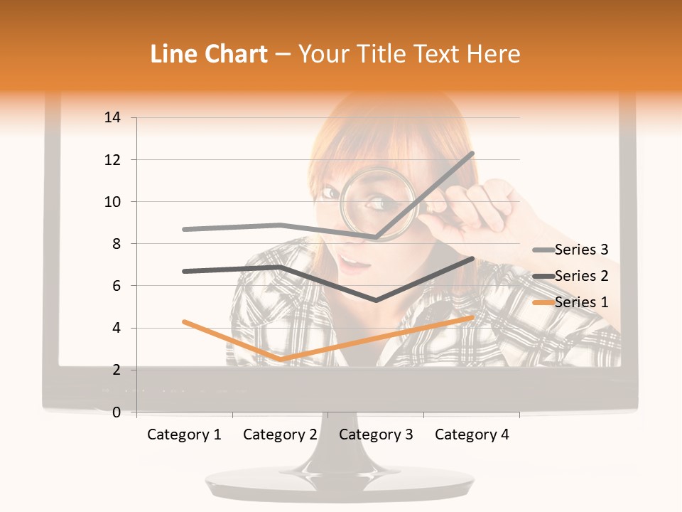 A Woman Looking Through A Magnifying Glass PowerPoint Template