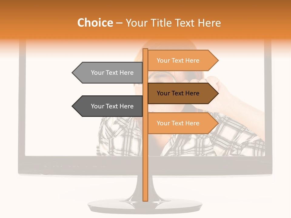 A Woman Looking Through A Magnifying Glass PowerPoint Template