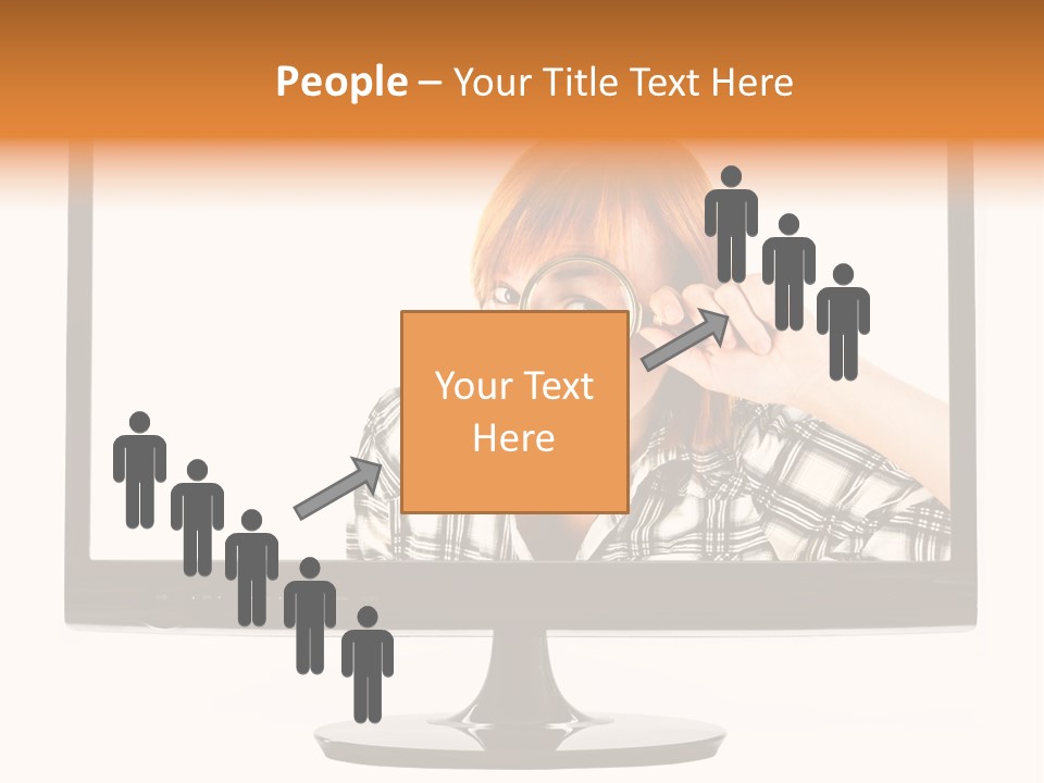 A Woman Looking Through A Magnifying Glass PowerPoint Template