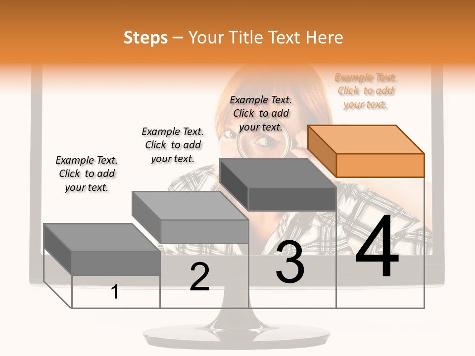 A Woman Looking Through A Magnifying Glass PowerPoint Template