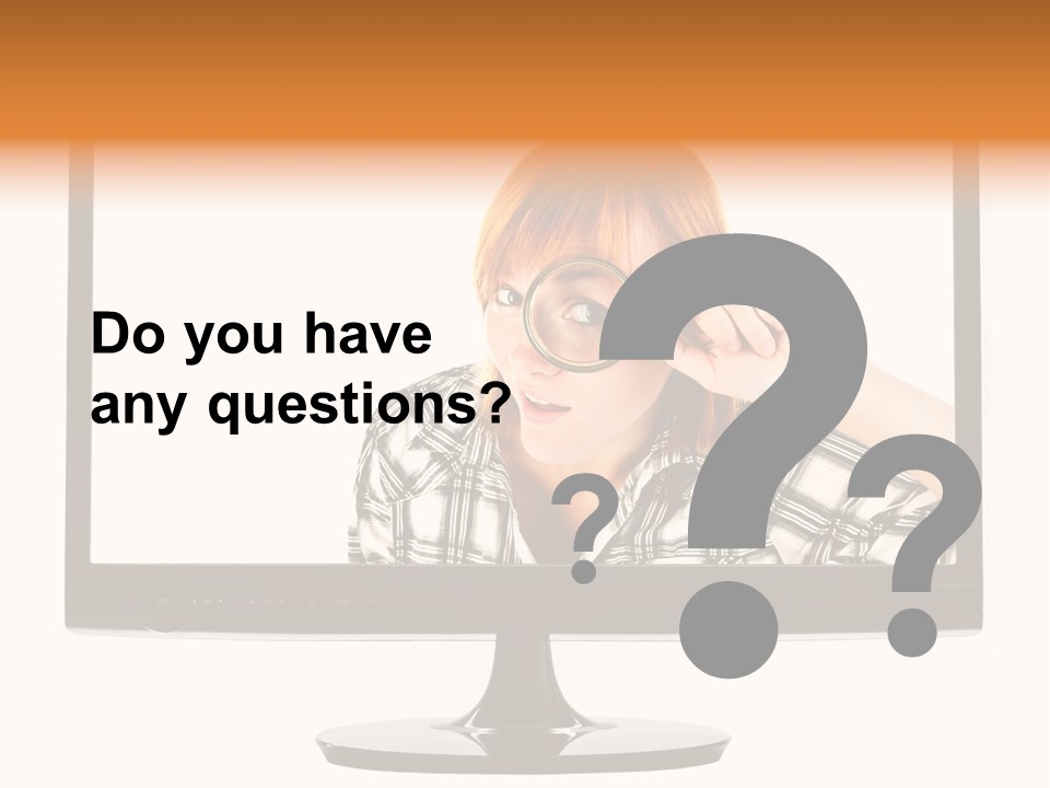 A Woman Looking Through A Magnifying Glass PowerPoint Template