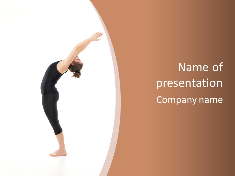A Woman Doing A Yoga Pose On A White Background PowerPoint Template