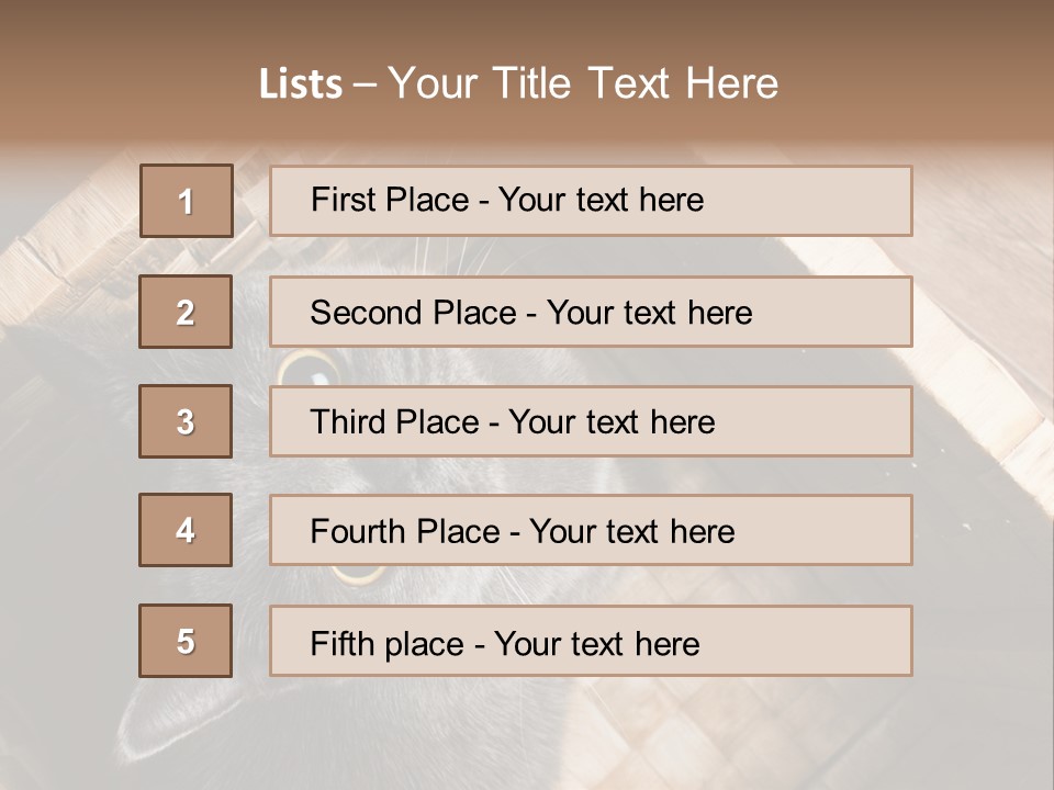 Catnip Ears On The Top Cat With Big Eyes PowerPoint Template