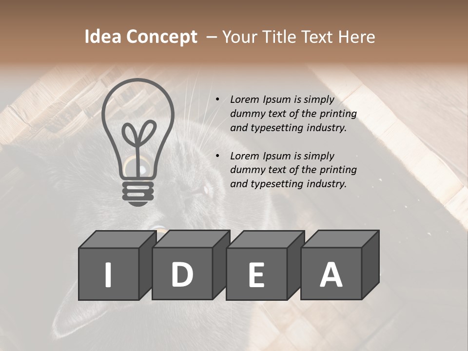 Catnip Ears On The Top Cat With Big Eyes PowerPoint Template