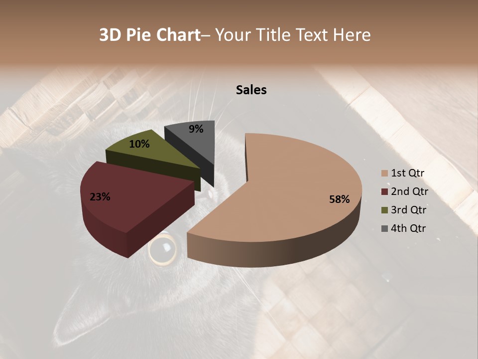 Catnip Ears On The Top Cat With Big Eyes PowerPoint Template