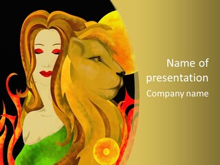 Woman Black Fire PowerPoint Template