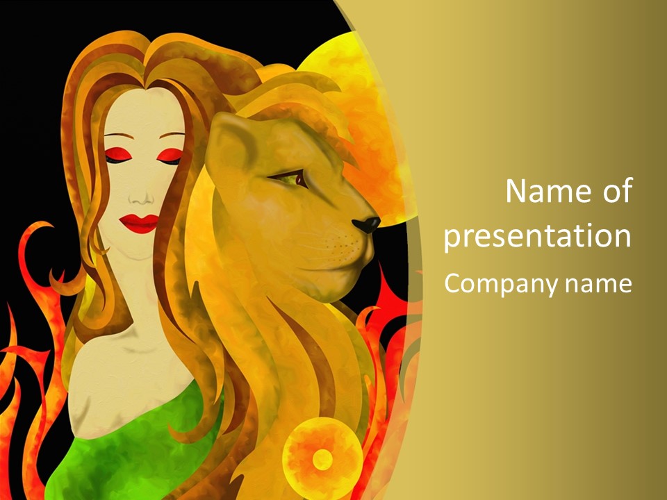 Woman Black Fire PowerPoint Template