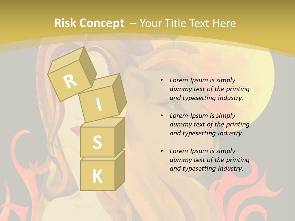 Woman Black Fire PowerPoint Template