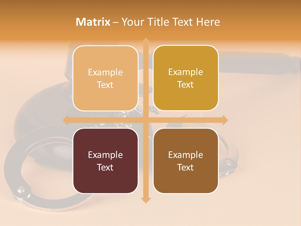 A Judge's Hammer And Handcuffs On Top Of A Table PowerPoint Template