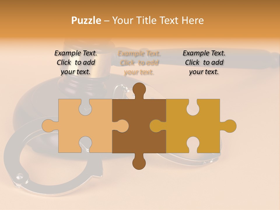 A Judge's Hammer And Handcuffs On Top Of A Table PowerPoint Template