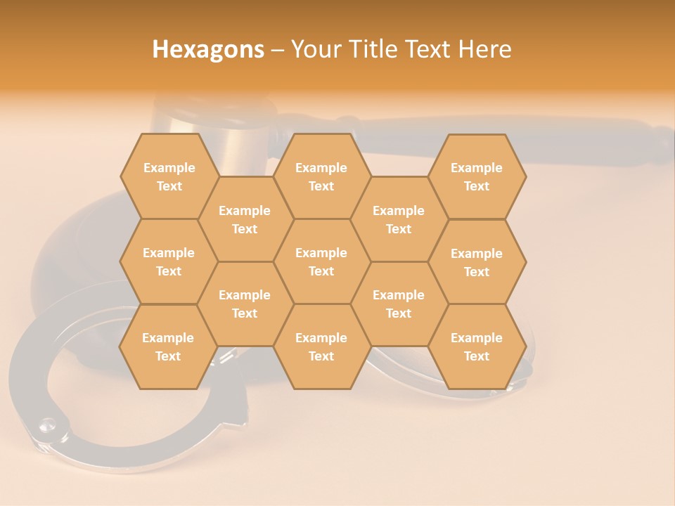 A Judge's Hammer And Handcuffs On Top Of A Table PowerPoint Template