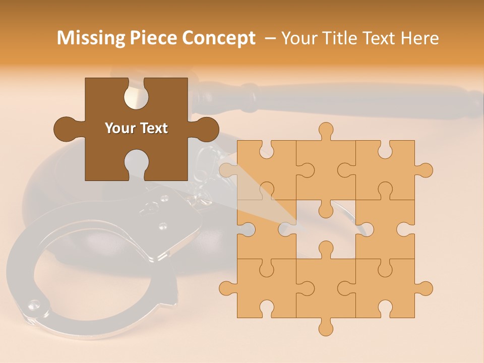 A Judge's Hammer And Handcuffs On Top Of A Table PowerPoint Template