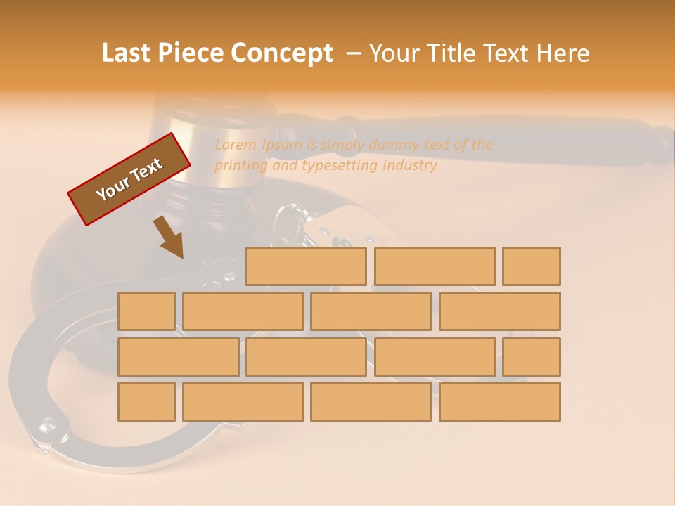 A Judge's Hammer And Handcuffs On Top Of A Table PowerPoint Template