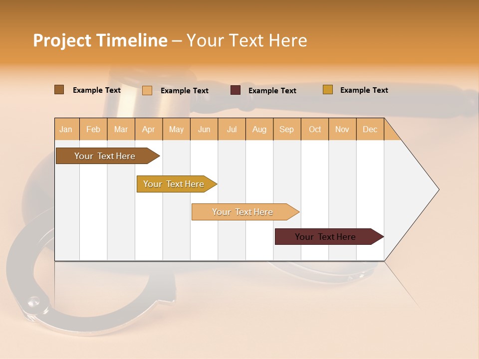 A Judge's Hammer And Handcuffs On Top Of A Table PowerPoint Template
