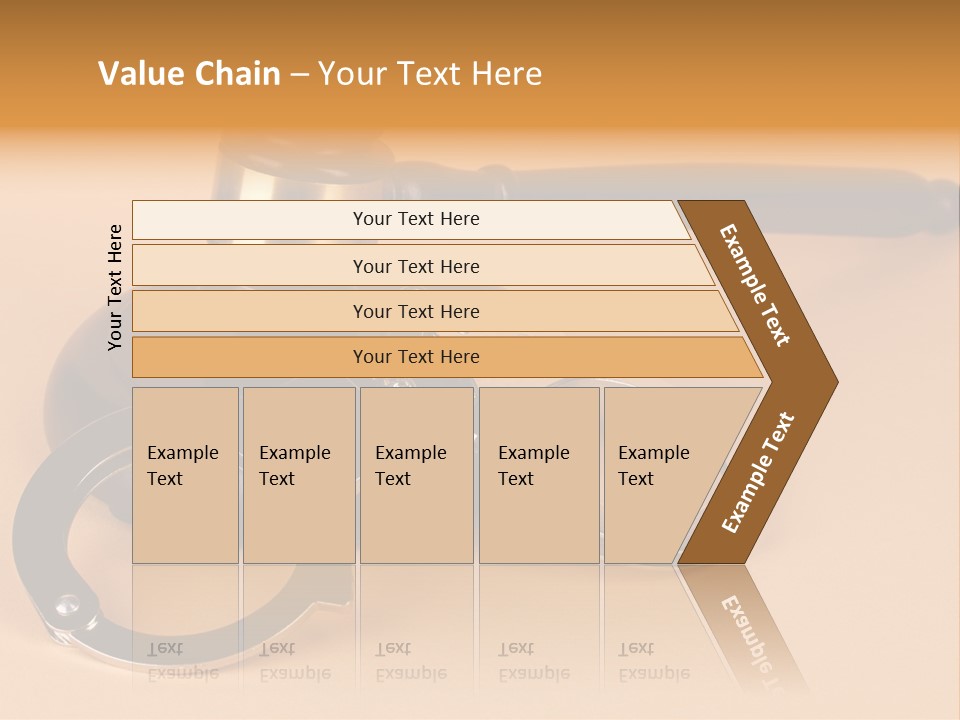 A Judge's Hammer And Handcuffs On Top Of A Table PowerPoint Template