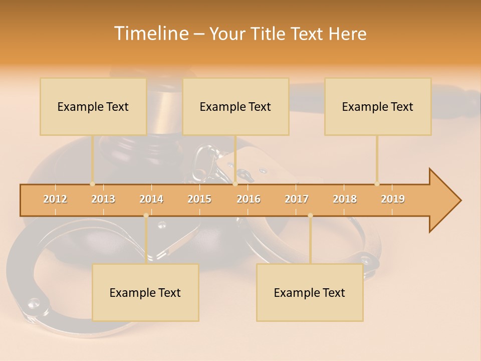 A Judge's Hammer And Handcuffs On Top Of A Table PowerPoint Template
