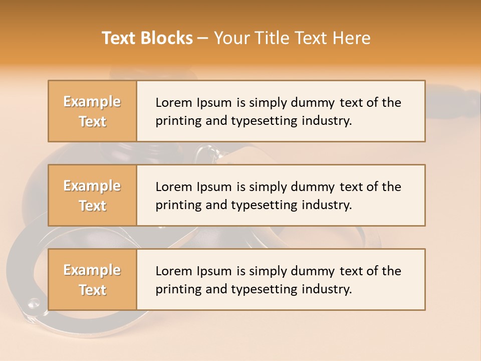 A Judge's Hammer And Handcuffs On Top Of A Table PowerPoint Template