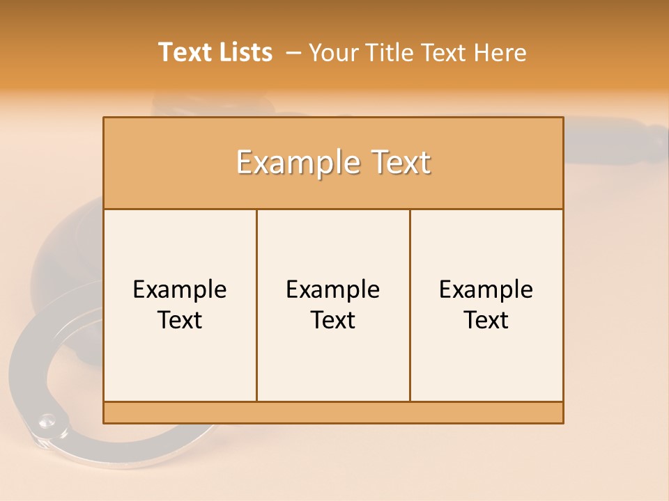 A Judge's Hammer And Handcuffs On Top Of A Table PowerPoint Template