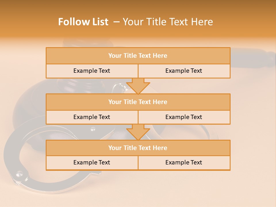 A Judge's Hammer And Handcuffs On Top Of A Table PowerPoint Template