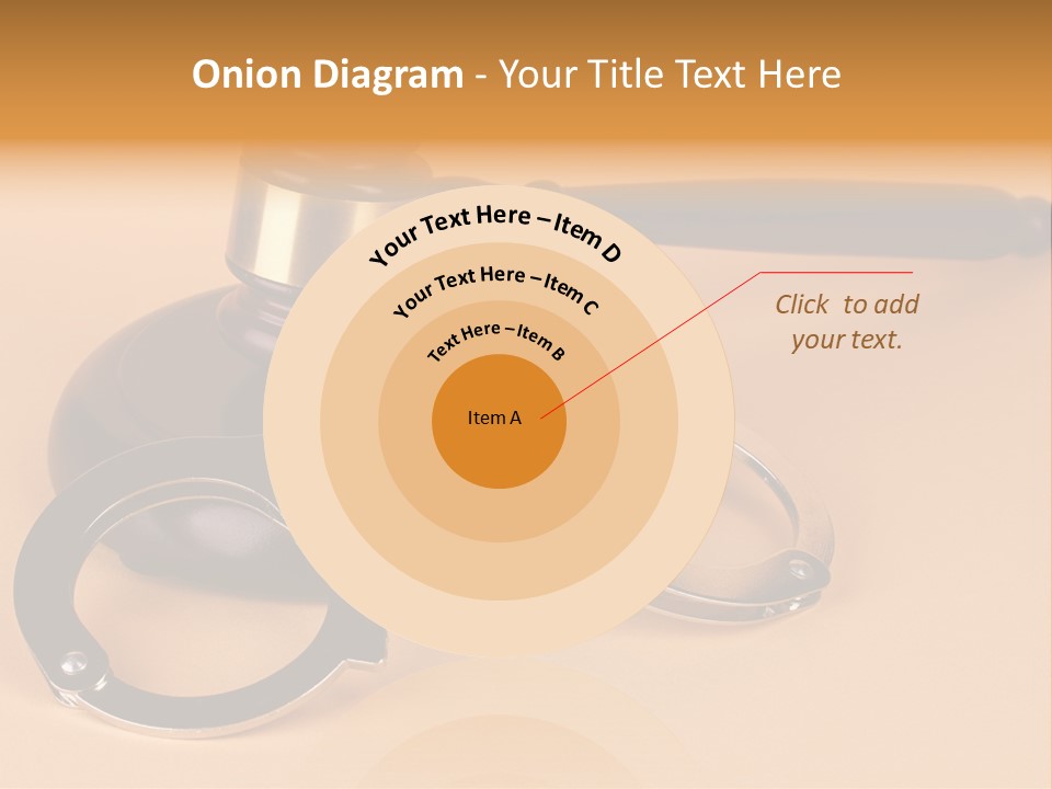 A Judge's Hammer And Handcuffs On Top Of A Table PowerPoint Template