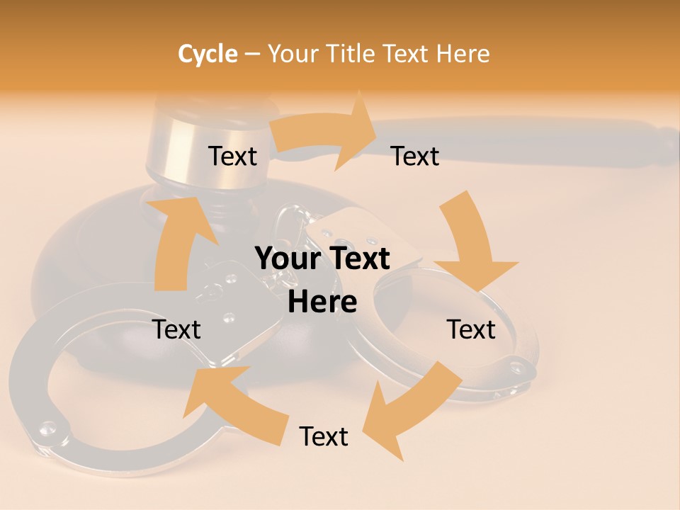 A Judge's Hammer And Handcuffs On Top Of A Table PowerPoint Template