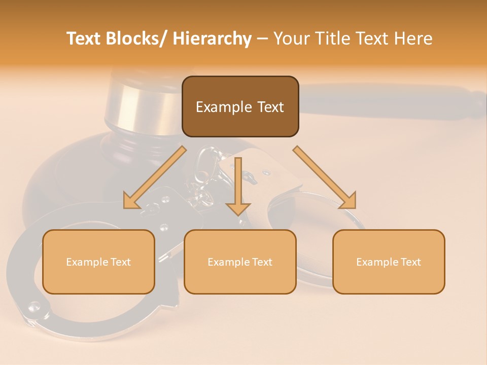 A Judge's Hammer And Handcuffs On Top Of A Table PowerPoint Template