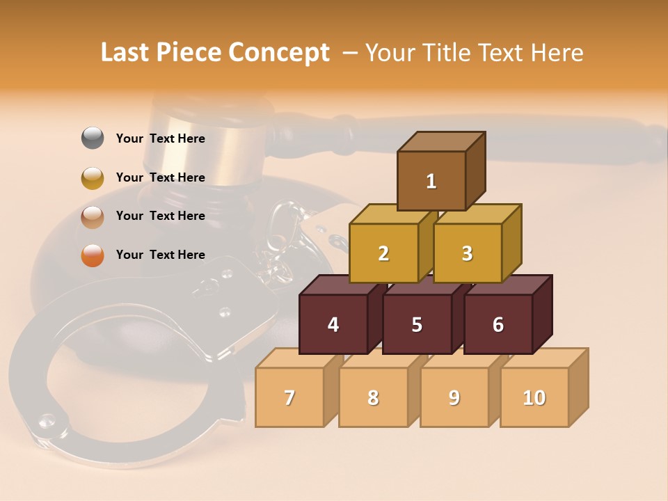 A Judge's Hammer And Handcuffs On Top Of A Table PowerPoint Template