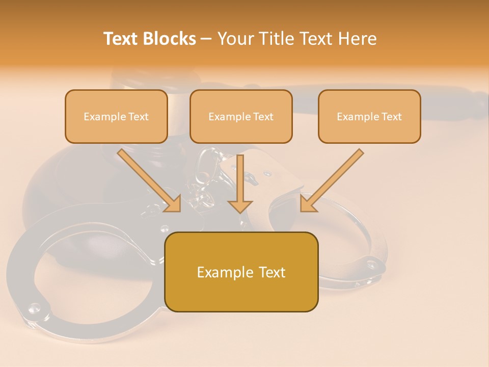 A Judge's Hammer And Handcuffs On Top Of A Table PowerPoint Template