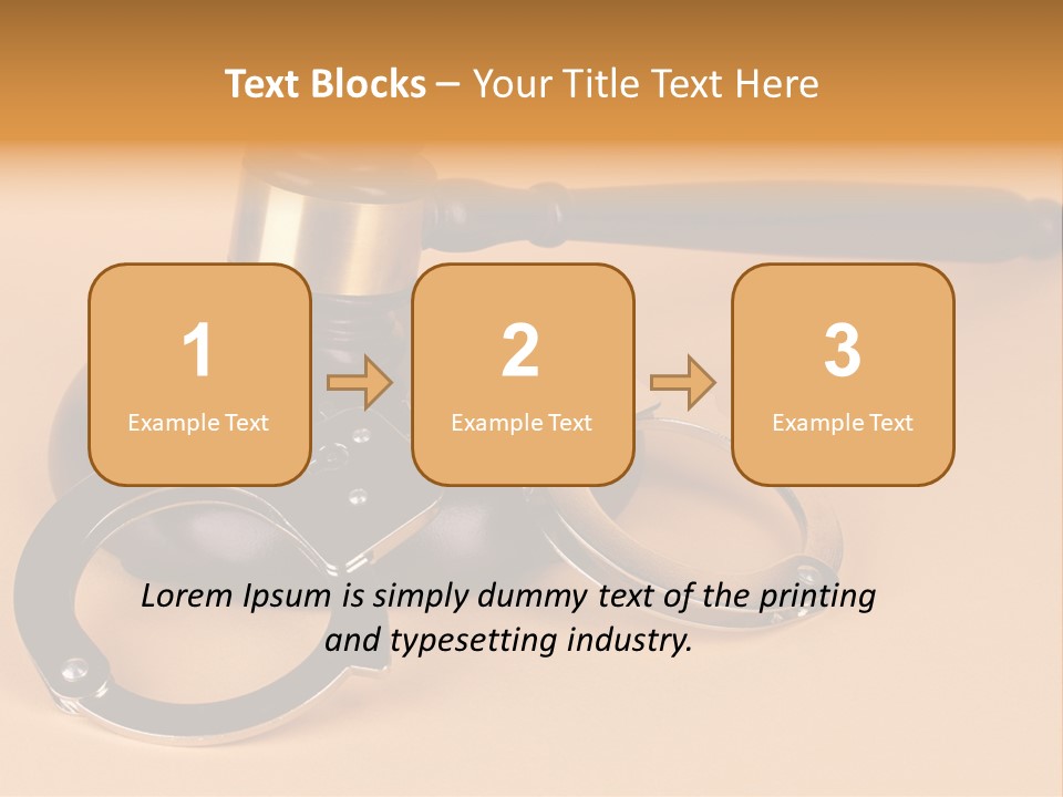 A Judge's Hammer And Handcuffs On Top Of A Table PowerPoint Template