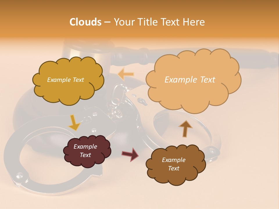 A Judge's Hammer And Handcuffs On Top Of A Table PowerPoint Template