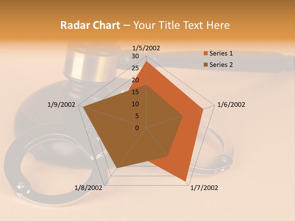 A Judge's Hammer And Handcuffs On Top Of A Table PowerPoint Template
