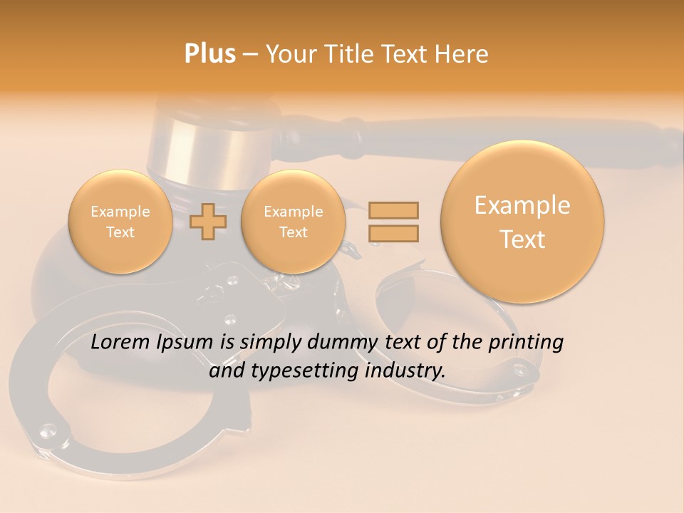 A Judge's Hammer And Handcuffs On Top Of A Table PowerPoint Template