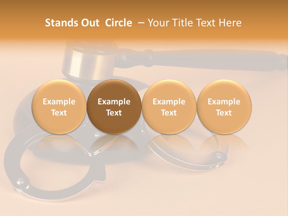 A Judge's Hammer And Handcuffs On Top Of A Table PowerPoint Template