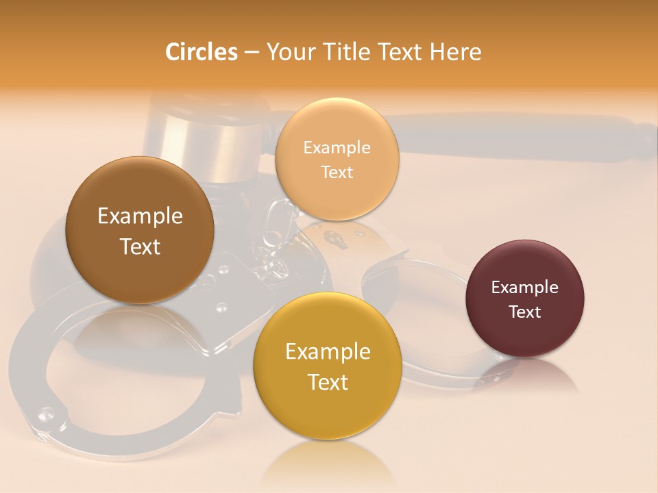 A Judge's Hammer And Handcuffs On Top Of A Table PowerPoint Template
