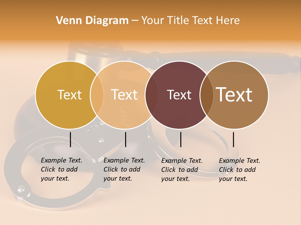 A Judge's Hammer And Handcuffs On Top Of A Table PowerPoint Template