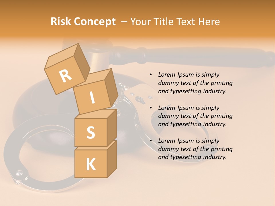 A Judge's Hammer And Handcuffs On Top Of A Table PowerPoint Template