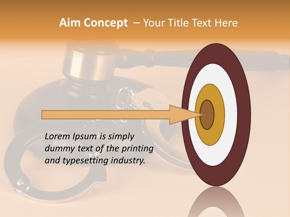 A Judge's Hammer And Handcuffs On Top Of A Table PowerPoint Template